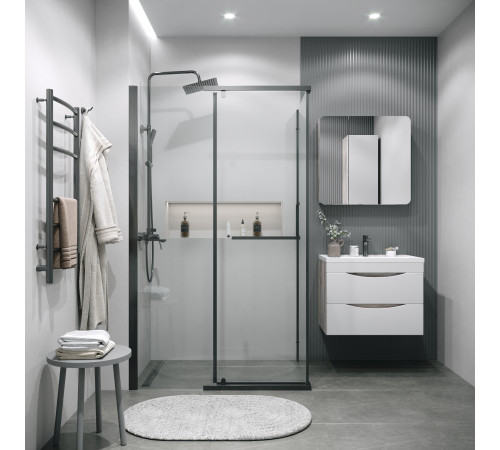 Боковая стенка Grossman Pragma 200.K33.03.90.42.00 (90х195) графит сатин,стекло прозрачное