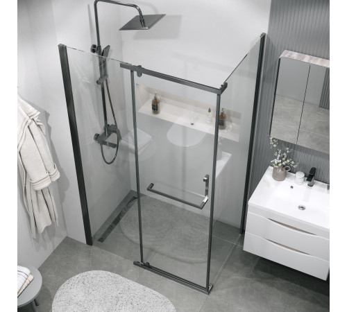 Боковая стенка Grossman Pragma 200.K33.03.90.42.00 (90х195) графит сатин,стекло прозрачное