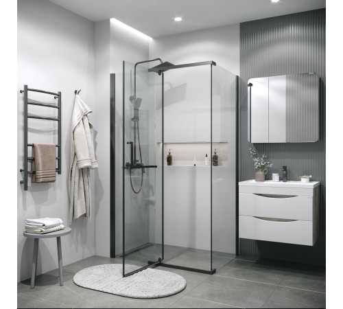 Боковая стенка Grossman Pragma 200.K33.03.90.42.00 (90х195) графит сатин,стекло прозрачное