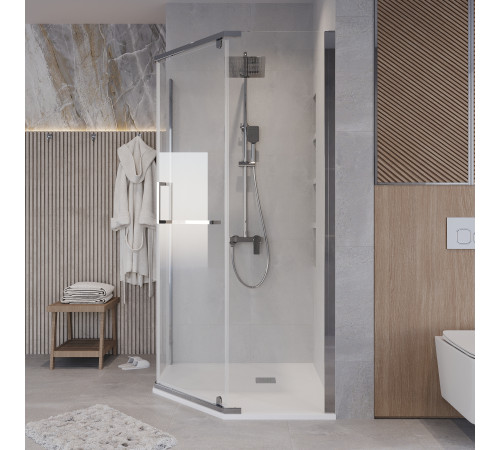 Душевое ограждение Grossman Pragma 302.K33.03.9090.10.00 (90х90х195) трапеция,распашная,хром,стекло прозрачное