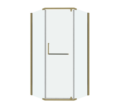 Душевое ограждение Grossman Pragma 302.K33.03.9090.32.00 (90х90х195) трапеция,распашная,золото сатин,стекло прозрачное