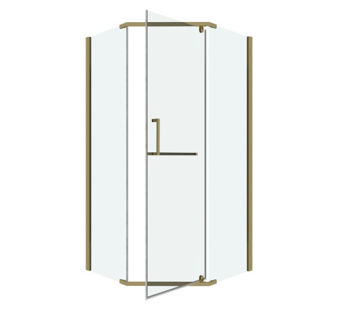 Душевое ограждение Grossman Pragma 302.K33.03.9090.32.00 (90х90х195) трапеция,распашная,золото сатин,стекло прозрачное