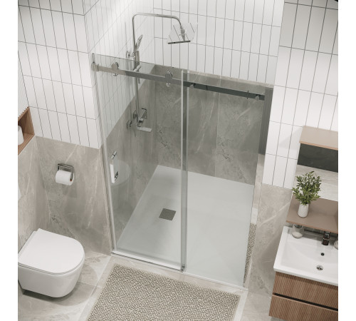 Дверь в нишу Grossman Classic 100.K33.04.160.10.00 (160х195) хром,стекло прозрачное,раздвижная