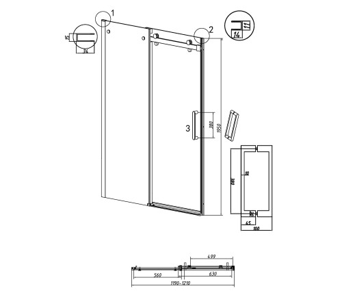 Дверь в нишу Grossman Classic 100.K33.04.120.10.00 (120х195) хром,стекло прозрачное,раздвижная