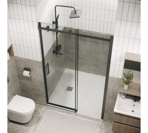 Дверь в нишу Grossman Classic 100.K33.04.100.42.00 (100х195) графит сатин,стекло прозрачное,раздвижная