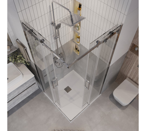 Душевое ограждение Grossman Classic 300.K33.04.9090.10.00 (90х90х195) квадрат,раздвижная,хром,стекло прозрачное