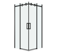 Душевое ограждение Grossman Classic 300.K33.04.1010.21.00 (100х100х195) квадрат,раздвижная,черный матовый, стекло прозрачное