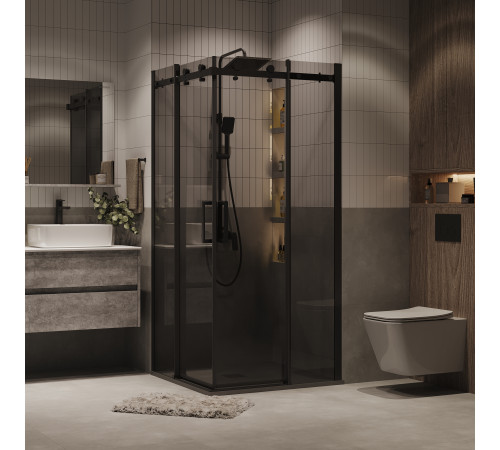 Душевое ограждение Grossman Classic 300.K33.04.9090.21.10 (90х90х195) квадрат,раздвижная,черный матовый,стекло тонированное