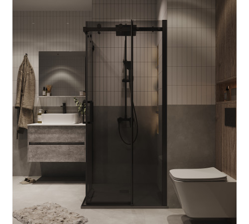 Душевое ограждение Grossman Classic 300.K33.04.9090.21.10 (90х90х195) квадрат,раздвижная,черный матовый,стекло тонированное