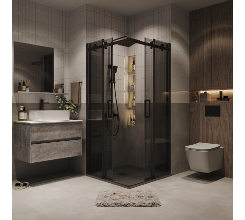 Душевое ограждение Grossman Classic 300.K33.04.9090.21.10 (90х90х195) квадрат,раздвижная,черный матовый,стекло тонированное