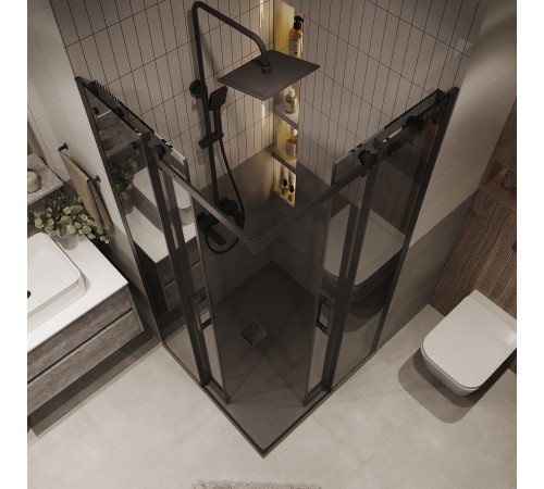 Душевое ограждение Grossman Classic 300.K33.04.9090.21.10 (90х90х195) квадрат,раздвижная,черный матовый,стекло тонированное