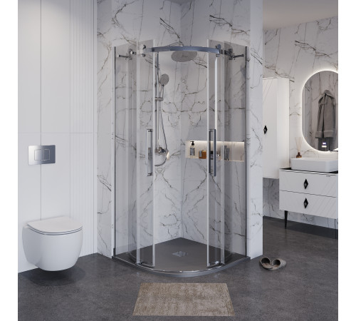 Душевое ограждение Grossman Classic 301.K33.04.1010.10.00 (100х100х195) четверть круга,раздвижная,хром,стекло прозрачное