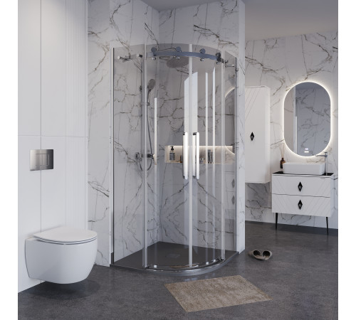 Душевое ограждение Grossman Classic 301.K33.04.1010.10.00 (100х100х195) четверть круга,раздвижная,хром,стекло прозрачное