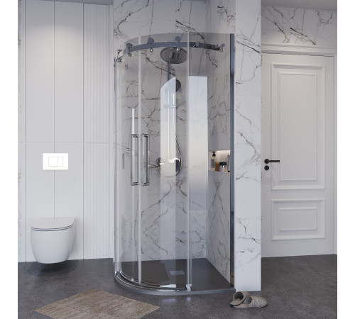 Душевое ограждение Grossman Classic 301.K33.04.1010.10.00 (100х100х195) четверть круга,раздвижная,хром,стекло прозрачное