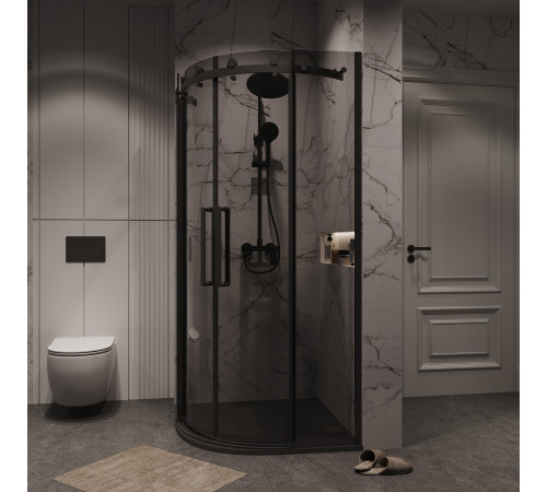 Душевое ограждение Grossman Classic 301.K33.04.9090.21.10 (90х90х195) четверть круга,раздвижная,черный матовый,стекло тонированное