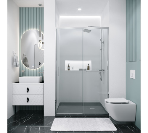 Дверь в нишу Grossman Style 100.K33.05.100.10.00 (100х195) хром,стекло прозрачное,раздвижная