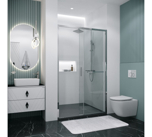 Дверь в нишу Grossman Style 100.K33.05.100.10.00 (100х195) хром,стекло прозрачное,раздвижная