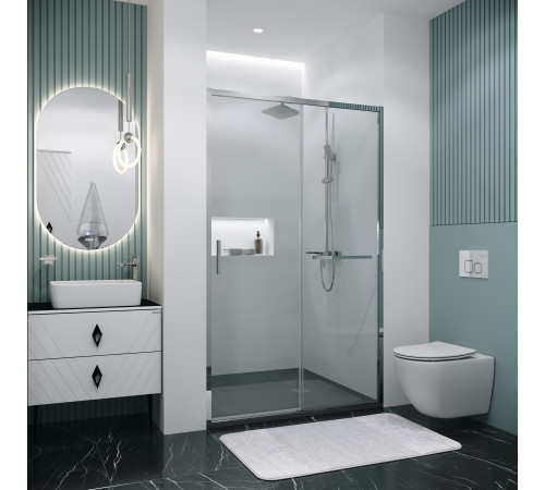 Дверь в нишу Grossman Style 100.K33.05.100.10.00 (100х195) хром,стекло прозрачное,раздвижная