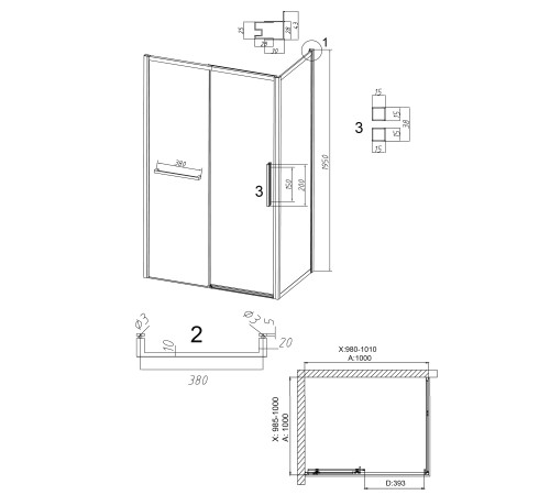 Душевое ограждение Grossman Style 100.K33.05.100.10.00-200.K33.05.100.10.00 (100х100х195) раздвижная,хром,стекло прозрачное