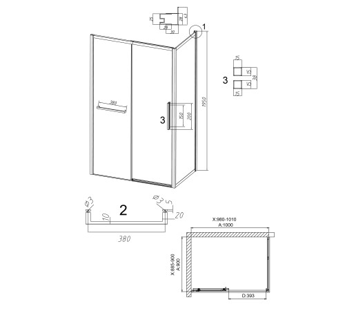 Душевое ограждение Grossman Style 100.K33.05.100.10.00-200.K33.05.90.10.00 (100х90х195) раздвижная,хром,стекло прозрачное