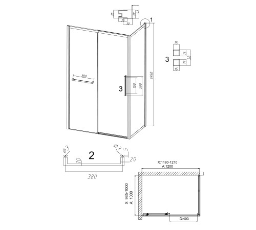 Душевое ограждение Grossman Style 100.K33.05.120.10.02-200.K33.05.100.10.02 (120х100х195) раздвижная(левая),хром,стекло шиншилла