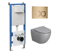 Комплект 3 в 1: Grossman инсталляция 900.K31.01.000+клавиша 700.K31.02.310.310 золото матовый+унитаз GR-4411SQ