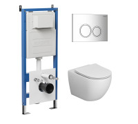 Комплект 3 в 1: Grossman инсталляция 900.K31.01.000+клавиша 700.K31.01.100.100 хром глянцевый+унитаз GR-4411SQ