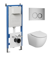 Комплект 3 в 1: Grossman инсталляция 900.K31.01.000+клавиша 700.K31.01.110.110 хром матовый+унитаз GR-4411S