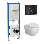 Комплект 3 в 1: Grossman инсталляция 900.K31.01.000+клавиша 700.K31.01.210.210 черный матовый+унитаз GR-4411SQ