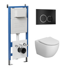 Комплект 3 в 1: Grossman инсталляция 900.K31.01.000+клавиша 700.K31.01.210.210 черный матовый+унитаз GR-4411S