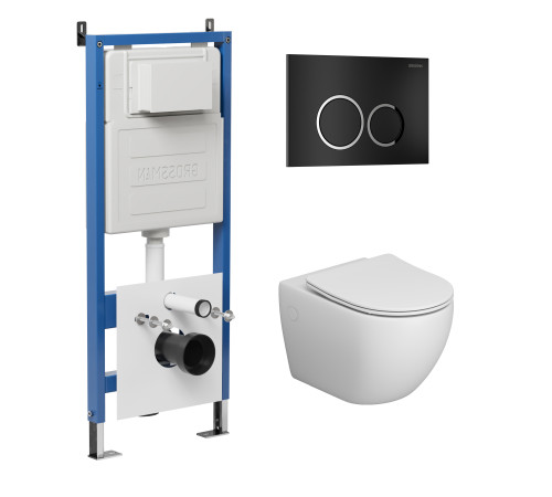 Комплект 3 в 1: Grossman инсталляция 900.K31.01.000+клавиша 700.K31.01.210.210 черный матовый+унитаз GR-4411S