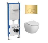 Комплект 3 в 1: Grossman инсталляция 900.K31.01.000+клавиша 700.K31.01.300.300 золото глянцевый+унитаз GR-4411S