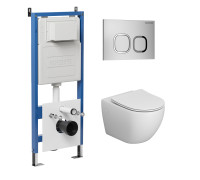 Комплект 3 в 1: Grossman инсталляция 900.K31.01.000+клавиша 700.K31.02.110.110 хром матовый+унитаз GR-4411SQ