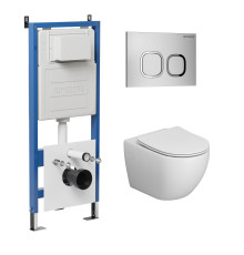 Комплект 3 в 1: Grossman инсталляция 900.K31.01.000+клавиша 700.K31.02.110.110 хром матовый+унитаз GR-4411S