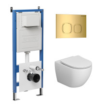 Комплект 3 в 1: Grossman инсталляция 900.K31.01.000+клавиша 700.K31.02.300.300 золото глянцевый+унитаз GR-4411S