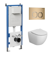 Комплект 3 в 1: Grossman инсталляция 900.K31.01.000+клавиша 700.K31.02.310.310 золото матовый+унитаз GR-4411S