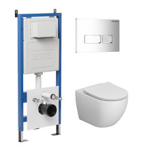 Комплект 3 в 1: Grossman инсталляция 900.K31.01.000+клавиша 700.K31.03.100.100 хром глянцевый+унитаз GR-4411S