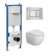 Комплект 3 в 1: Grossman инсталляция 900.K31.01.000+клавиша 700.K31.04.12M.12M хром сатиновый+унитаз GR-4411S