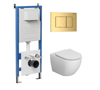 Комплект 3 в 1: Grossman инсталляция 900.K31.01.000+клавиша 700.K31.04.30M.30M золото глянцевый+унитаз GR-4411S