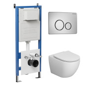 Комплект 3 в 1: Grossman инсталляция 900.K31.01.000+клавиша 700.K31.05.12M.12M хром сатиновый+унитаз GR-4411S