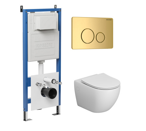 Комплект 3 в 1: Grossman инсталляция 900.K31.01.000+клавиша 700.K31.05.30M.30M золото глянцевый+унитаз GR-4411S