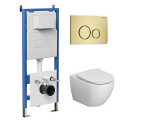 Комплект 3 в 1: Grossman инсталляция 900.K31.01.000+клавиша 700.K31.05.32M.32M золото сатиновый+унитаз GR-4411S