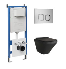 Комплект 3 в 1: Grossman инсталляция 900.K31.01.000+клавиша 700.K31.02.110.110 хром матовый+унитаз GR-4440BMS