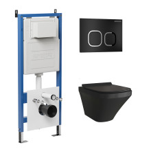 Комплект 3 в 1: Grossman инсталляция 900.K31.01.000+клавиша 700.K31.02.210.210 черный матовый+унитаз GR-4440BMS