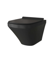 Унитаз подвесной Grossman GR-4440BMS (540х370х365) безободковый,черный матовый с тонкой крышкой,микролифт