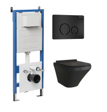 Комплект 3 в 1: Grossman инсталляция 900.K31.01.000+клавиша 700.K31.05.21M.21M черный матовый+унитаз GR-4440BMS