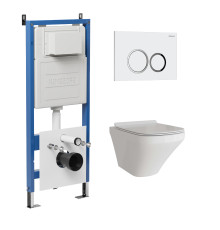 Комплект 3 в 1: Grossman инсталляция 900.K31.01.000+клавиша 700.K31.01.000.000 белый+унитаз GR-4440S