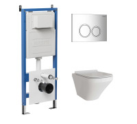 Комплект 3 в 1: Grossman инсталляция 900.K31.01.000+клавиша 700.K31.01.100.100 хром глянцевый+унитаз GR-4440S