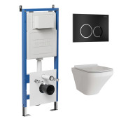 Комплект 3 в 1: Grossman инсталляция 900.K31.01.000+клавиша 700.K31.01.210.210 черный матовый+унитаз GR-4440S