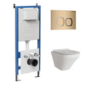 Комплект 3 в 1: Grossman инсталляция 900.K31.01.000+клавиша 700.K31.02.310.310 золото матовый+унитаз GR-4440S